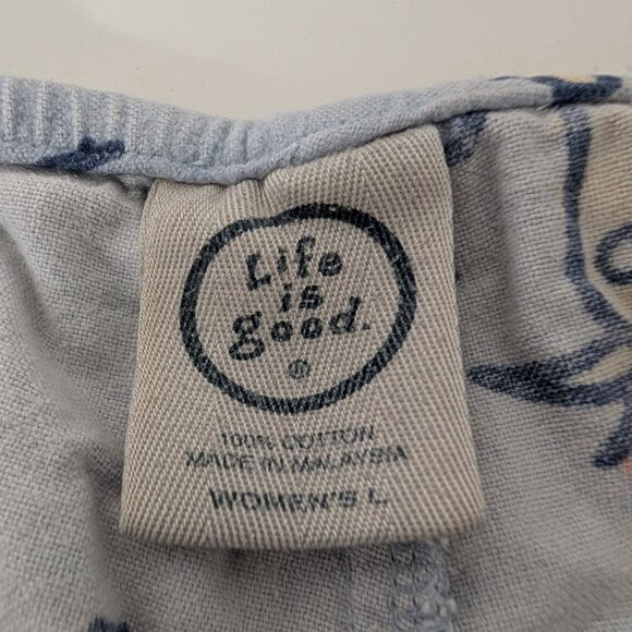 Life is Good Dog Sledding Pajama Pants Womens Size Large Blue Snow Drawstring - Picture 4 of 11
